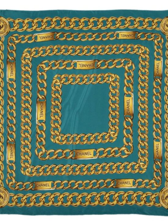 Chanel Shortie 100% Gold Silk Scarf - Picture 2 of 5